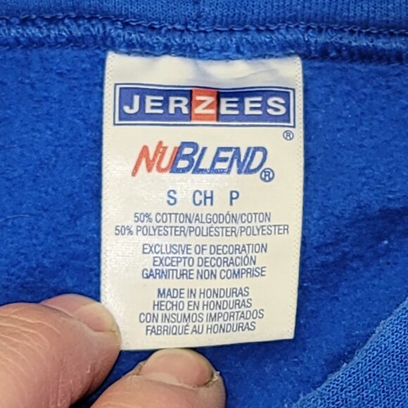 653. Jerzees UnBlend Long Sleeve Hoodie Blue Sz S - Picture 6 of 7